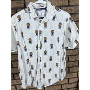 Denim & Flower Ricky Singh Shirt Mens L Large Button‎ Up All Over Teddy Bear USA